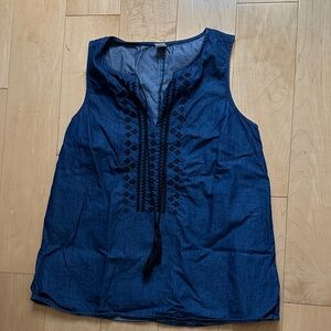 Old Navy Dark Blue Embroidered Blouse